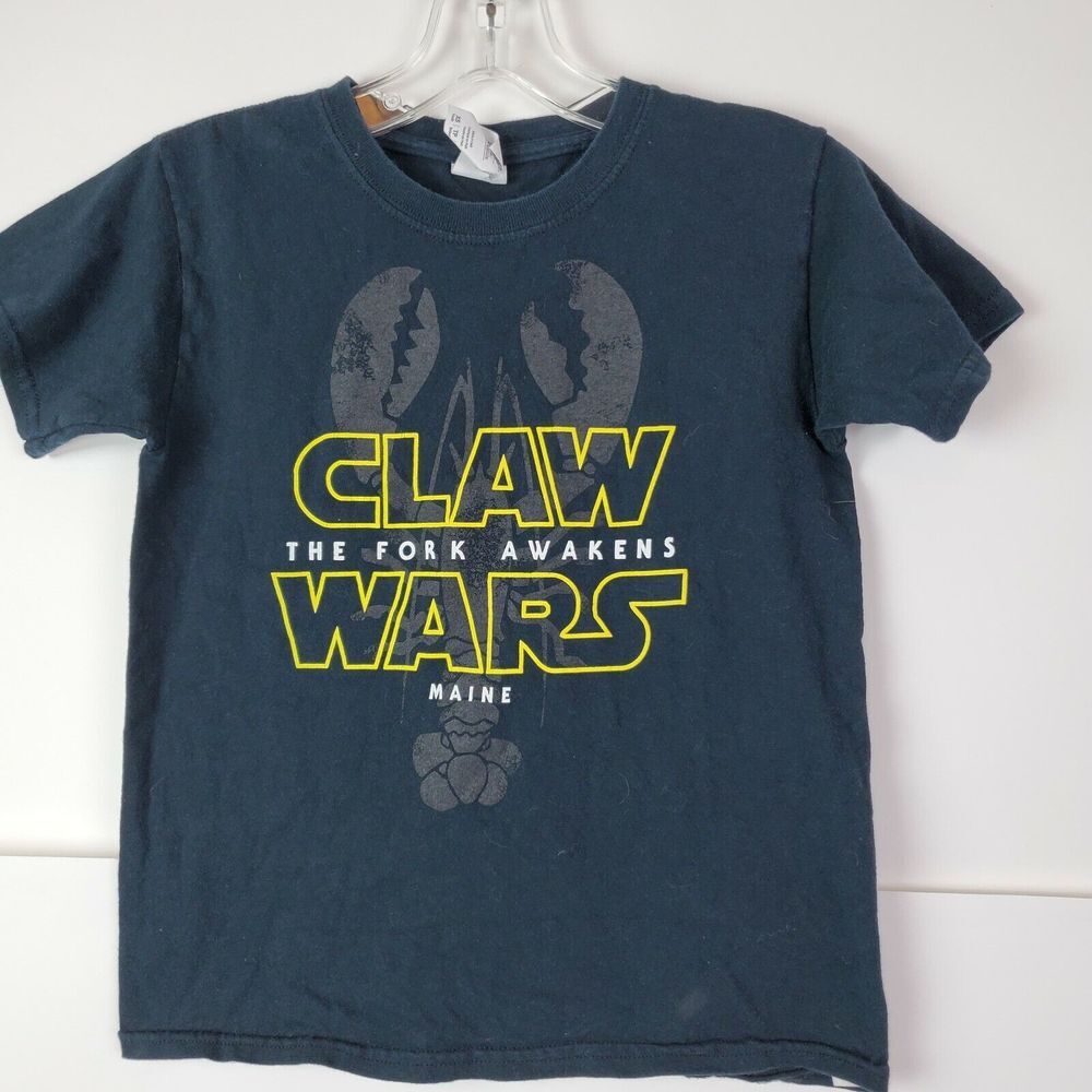 Star Wars Kids Claw Wars T-Shirt XS‎ The Fork Awakens Maine Lobster Black